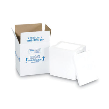 The Packaging Wholesalers® Insulated Shipping Container, 8 X 6 X 12, 1.5" Thick Foam, White-brown Kraft freeshipping - TVN Wholesale